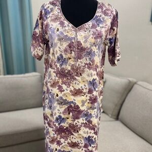 Floral Purple and Cream Women's Dress